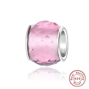 Pink Spacer 925 Silver Charm, Necklace Charm, 925 Charm, Gifts for her Spacer charm