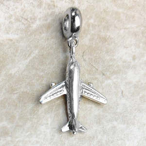 Breloque de voyage avion vintage breloque en argent sterling, breloque avion, breloque bracelet, collier breloque breloque avion 925