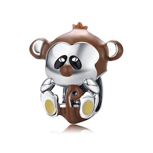 Cute Monkey charm 925 Sterling Silver, Monkey Jewelry, Monkey Pendant, Monkey Gift, Safari Souvenir, Monkey Charm Birthday