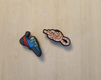 Zawieszki do butów o tematyce wspinaczki skałkowej i pieszych wędrówek, urocze zawieszki do butów, zawieszki do butów kompatybilne z chodakami