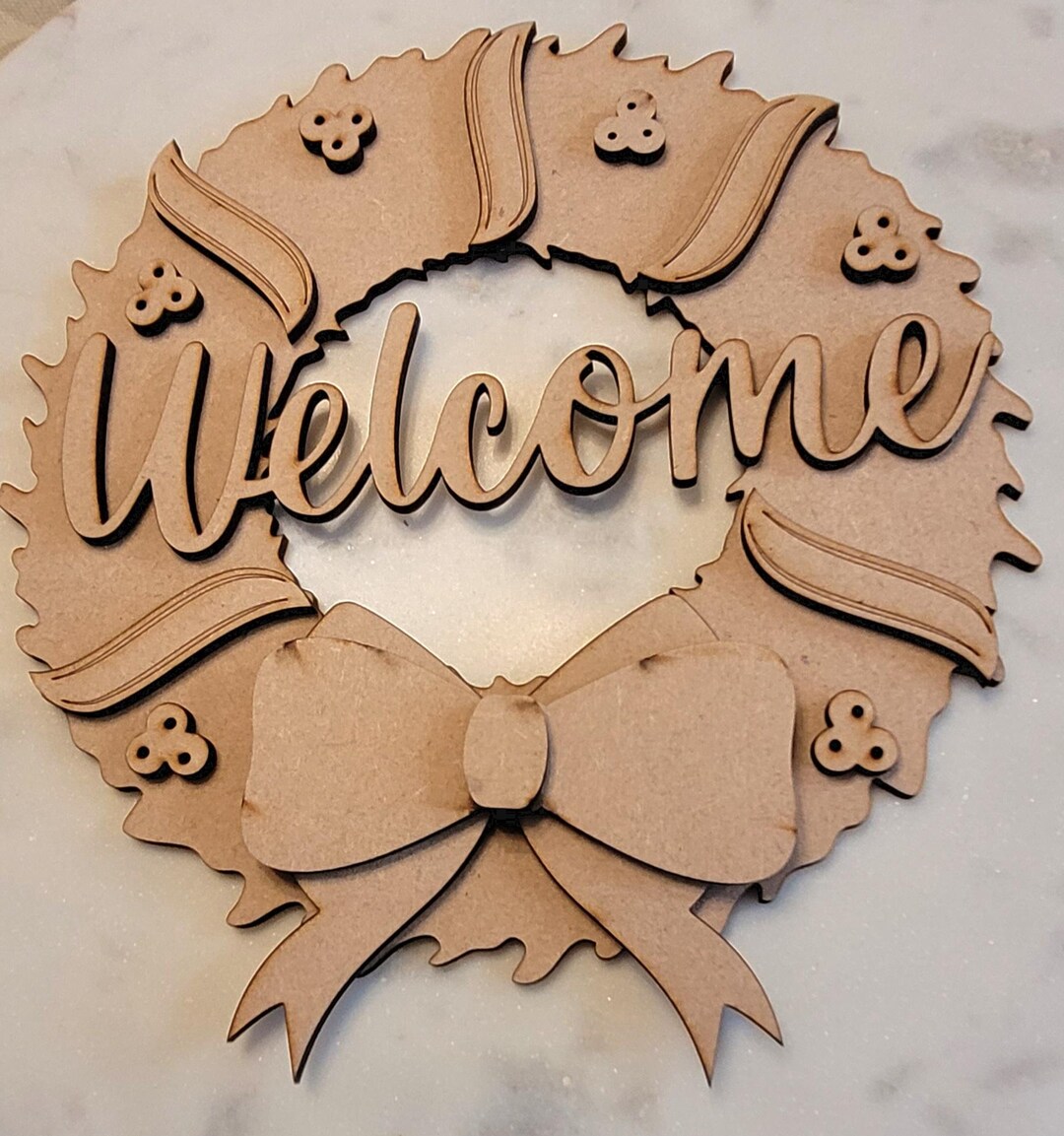 DIY Paint Your Own Welcome Wreath Holly Welcome Wooden Door Sign Kit ...