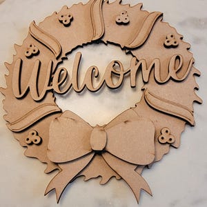 DIY Malen Sie Ihren eigenen Willkommenskranz Holly Willkommen Türschild Kit aus Holz - Machen Sie Ihr eigenes Haustürschild - Holzrohling für individuelle Wohnkultur