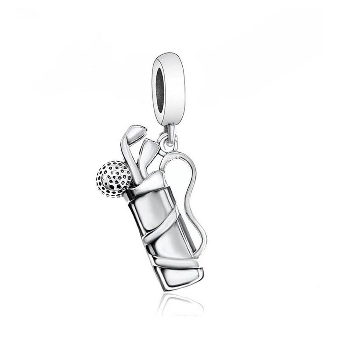 Golf Clubs Ball Bag Charm European Style, 925 Sterling Silver, Golf ...
