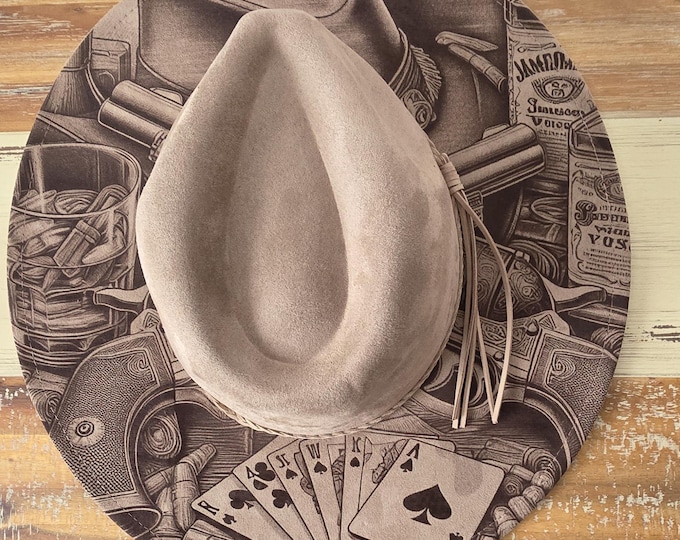 The Gambler Burned Hat, Floral Cowboy Hat. Burned Cowboy Hat: Engraved Suede/Felt Boho Fedora, Wide brim hat Western Hat Festivals