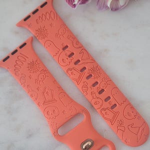 Gravure Halloween, cadeau fantaisie pour Apple Watch Bracelet/bracelet sport en silicone 38 mm/40 mm/41 mm/42 mm/44 mm/45 mm/46 mm/49 mm