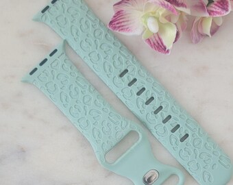 Engraved Leoprd print Gift for Apple Watch Silicone Sports Band/Strap  38mm/40mm/41mm/42mm/44mm/45mm/46mm/49mm