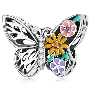 Sparkling Butterfly charm, Fits European style Charm 925 Sterling Silver Charm, Charm For Bracelet,