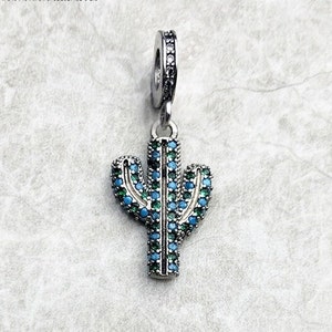 Cactus Flower charm, Flower Cactus 925 Silver Charm European style Bracelet , Necklace Charm, 925 Charm, Gifts for her