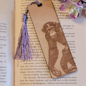 Chimpanzee African Safari, African nature custom book Wooden Personalized Bookmark, Custom wood Bookmark, Reader gift, Women gift