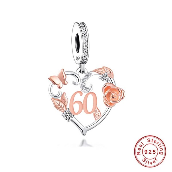 60th Numbers Anniversary Birthday Charms fit all major brands of charm bracelets Landmark Birthday Fits all Charm Bracelets 60 years old