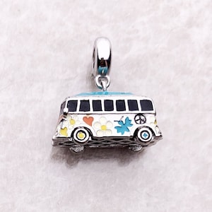 Colorful Peace Bus Camper Van Charm SUV 925 Silver Charm