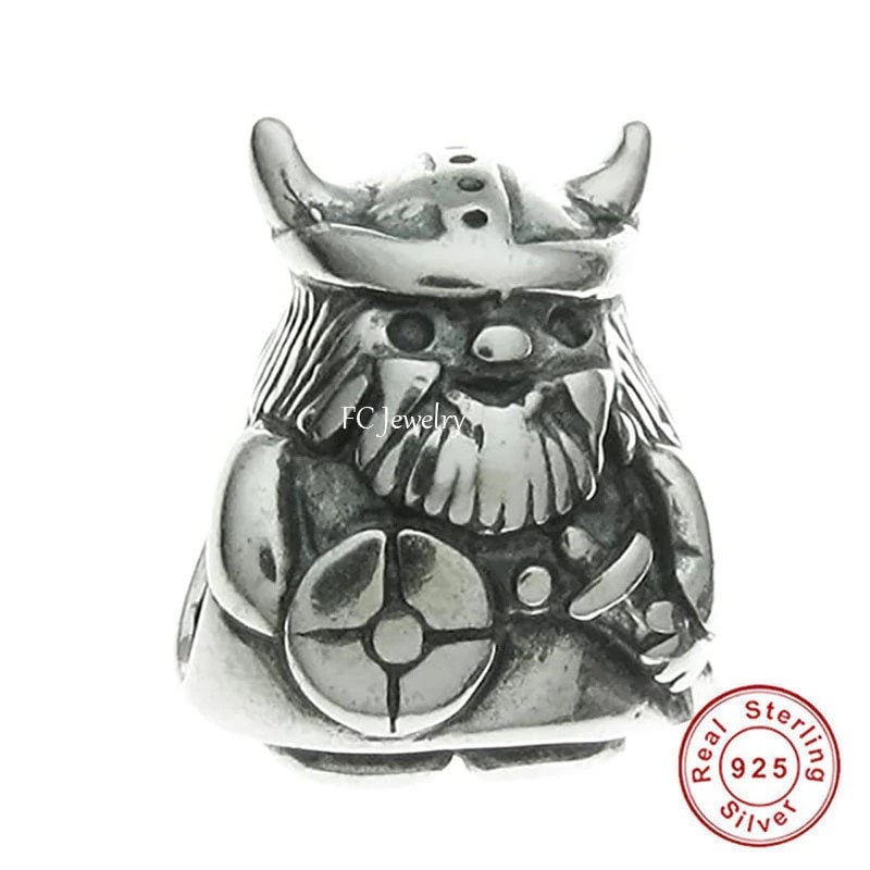 Anime Silver Viking Warrior Charm European Style Charms 925