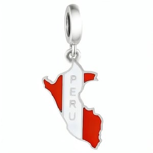 Dije de la bandera del mapa de Perú, dije de la bandera del país, dije de plata 925, dije de collar de pulsera de estilo europeo