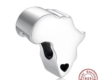 South Africa Map Charm: 925 Silver Pendant for European Style Bracelets & Necklaces - African Jewelry Gift South African charm