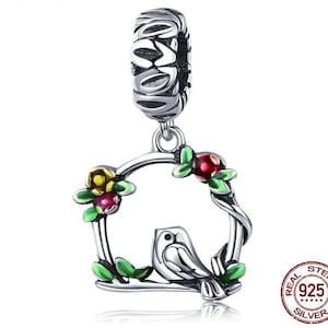 Herald Of Spring Bird Cage Pendant Charms 925 Prata Charme Estilo Europeu Pulseira, Colar Charm, 925 Charm, Presentes para ela