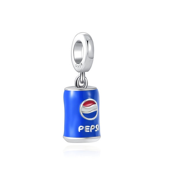 Pepsi Cola Can Charm Fun European Style Charms 925 Sterling Silver, Bracelet charm, necklace charm