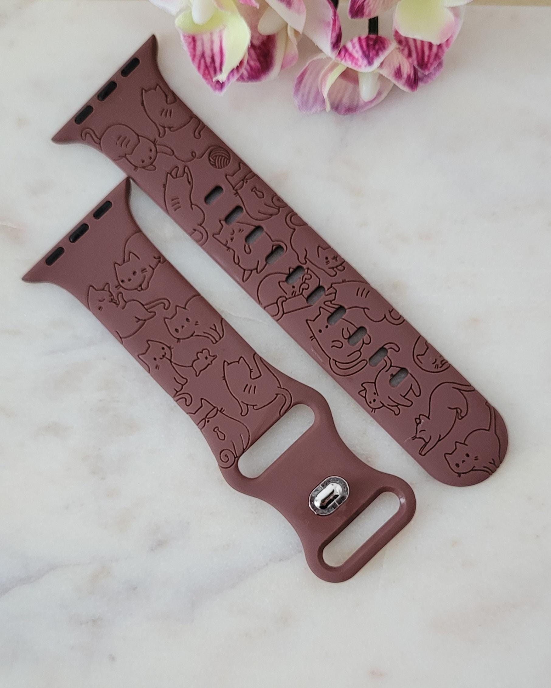 Engraved Cats Kittens Gift Design for Apple Watch Silicone Sports Band/Strap  38mm/40mm/41mm/42mm/44mm/45mm/46mm/49mm