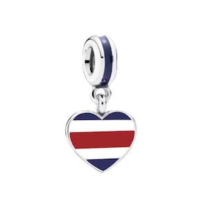 I love Costa Rica charm Brazil flag charm, 925 Sterling Silver, Brazil Jewelry, Brazil Gift