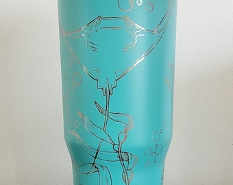 Stingray,  under the sea, ocean , fish tumbler, Laser Engraved 30oz Double Wall Insulated Tumbler