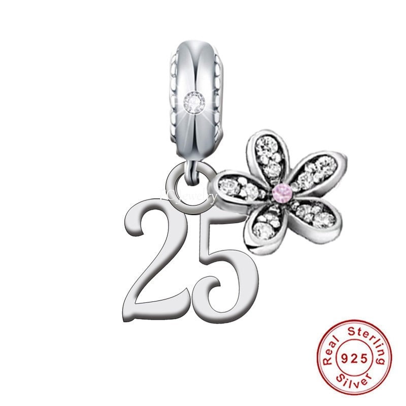 Birthday 25th Birthday 925 Sterling Silver 25th Birthday Charm
