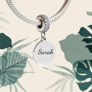 PERSONALISED Sterling Silver Custom Name Charm, Baby charm, Family Charm, Personalized Birthday, wedding date charm, 13mm