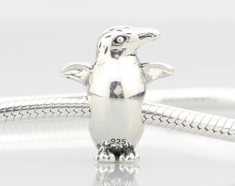 Penguin Charm Made From Sterling Silver 925 And Enamel - Compatible With European Charm Bracelets