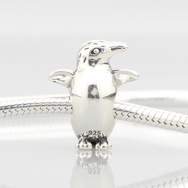 Penguin Charm Made From Sterling Silver 925 And Enamel Compatible With European Charm Bracelets image 1