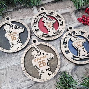 Personalized Baseball Ornament – Custom Wood Sports Keepsake, Athlete Gift, Coach Gift, Team Gift, Sports Fan Christmas Ornament Baseball