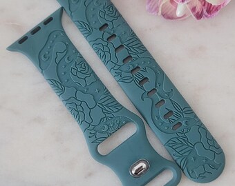 Schlange mit Gravur, Boho Geschenk Design für Apple Watch Silikon Sportarmband 38 mm/40 mm/41 mm/42 mm/44 mm/45 mm/46 mm/49 mm