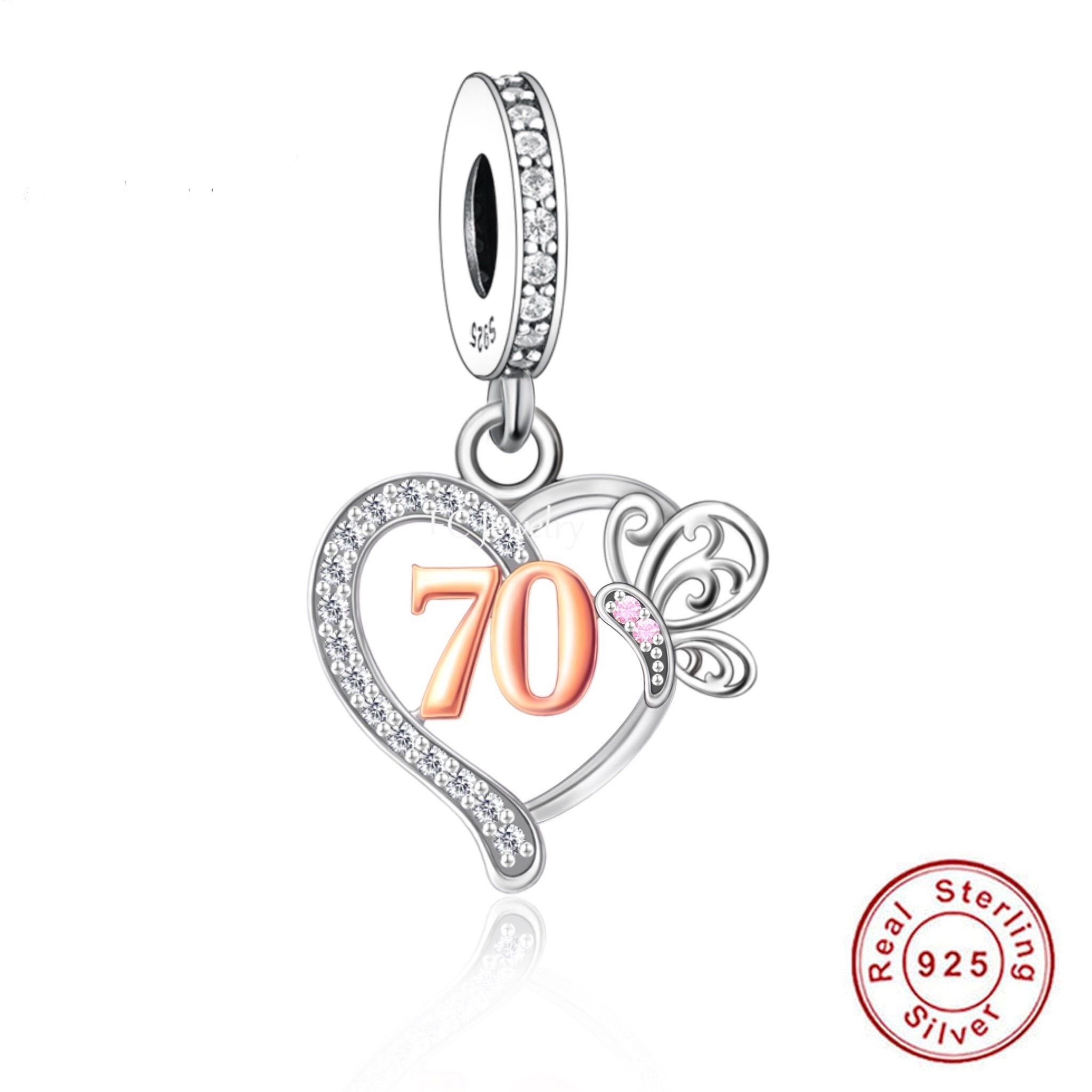 Pendant Pandora Charm 70th Birthday 70th Birthday Celebration, 925