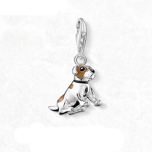 Jack Russell Terrier Dog Dog charm Jack Russel Charm, 925 Sterling Silver Pendant Lobster claw attachmnet