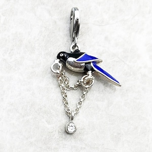 Colorful Magpie Bird Charm Pendant Charm Ring  925 Sterling Silver Pendant fits European Style, Link Charm Bracelet & Necklaces