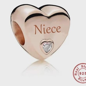 Nichte Herz Charm Herz 925 Silber Charm European Style Armband, Kettenanhänger, Nichtengeschenk, Tantegeschenk