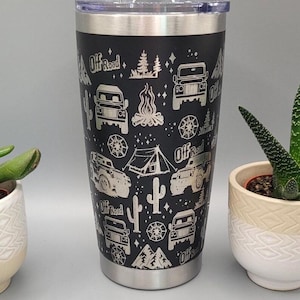 Off Road, adventure, camping 4x4 Laser Engraved 20oz Double Wall Insulated Tumbler Travel mug, Seamless Tumbler ,Gift for mum