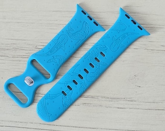 Walvishaaien, oceaangegraveerd ontwerp voor Apple Watch siliconen sportband 38 mm/40 mm/41 mm/42 mm/44 mm/45 mm/46 mm/49 mm