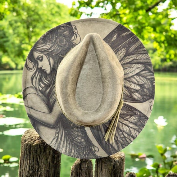 Fairy Burned Hat, Ocean Burned Cowgirl Cowboy Hat: Engraved  display picture 1