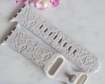 Engraved Cowboy,Weatern, Cactus,  Gift Design for Apple Watch Silicone Sports Band/Strap  38mm/40mm/41mm/42mm/44mm/45mm/46mm/49mm
