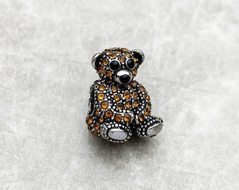 Brown Teddy Bear 925 Sterling Silver Charm pendant  solid 925 sterling Silver Charm European style Bracelet Necklace