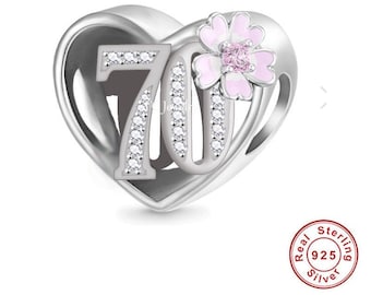 70er Geburtstags Feier, 925 Sterling Silber 70er Jahre Charm Bead Wahrzeichen Geburtstag Passend für alle Bettelarmbänder 70er Jahre Geschenk