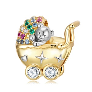New Baby Carriage Charm-Boy Gift Baby Girl Pram Charm, Baby Boy Boy Stroller Charm-Expecting Mom Gift