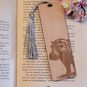 Hippo, hippopotamus African Safari, South African nature custom book Wooden Personalized Bookmark, Custom wood Bookmark, Women gift Reader