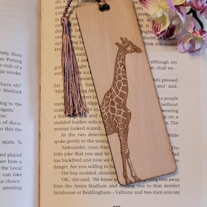 Giraffe African Safari, South African nature custom book Wooden Personalized Bookmark, Custom wood Bookmark, Reader gift, Women gift