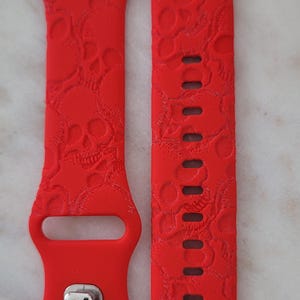 Engraved Skulls, Halloween Gift Design for Apple Watch Silicone Sports Band/Strap  38mm/40mm/41mm/42mm/44mm/45mm/46mm/49mm