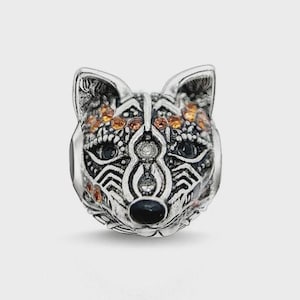 Fox Charm (Brown) European style Bracelets,925 Sterling Silver, Fox Necklace Pendant, Fox Jewelry, Fox Gift