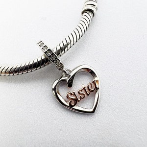 Love You Sister Charm Fits Bracelets, 925 Sterling Silver, Sister Sister Jewelry, Sister Sister Gift, Sister Birthday Gift Keepsake