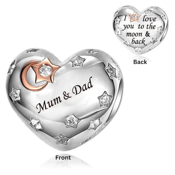 Charm Cuore Argento 925 Con Scritta Mamma E Diamanti - Ciondolo Per Bracciali Pandora E Stile - Foto 6