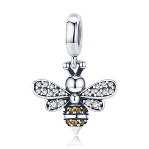 Bee Series Charm Beads Silver Bumblebee Charms 925 Silver Charm European style Bracelet , Necklace Charm, 925 Charm, Gifts for her