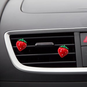 5PCS/SET Cute Strawberry Car Air Vent Clips, Air Conditioning Outlet Clip, Cute Car Accessory for Women/Teen, Boho Decor Car Accessories