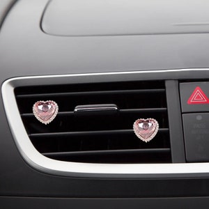 5pcs/set Colorful Crystal Heart Car Vent Clips,  Heart Car Air Vent Clips,Crystal Car Accessories,Blingbling Car Outlet Decoration,Car Charm