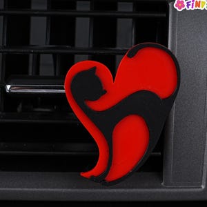 Black Cat Car Air Vent Clips Accessories,Red Heart Car Air Vent Clips Decor,3D Printed Car Air Conditioners,Minimalist Car Outlet Decoration